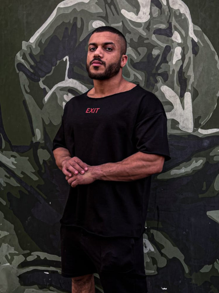 Wide Neck Over sized T-Shirt V2 (Black)