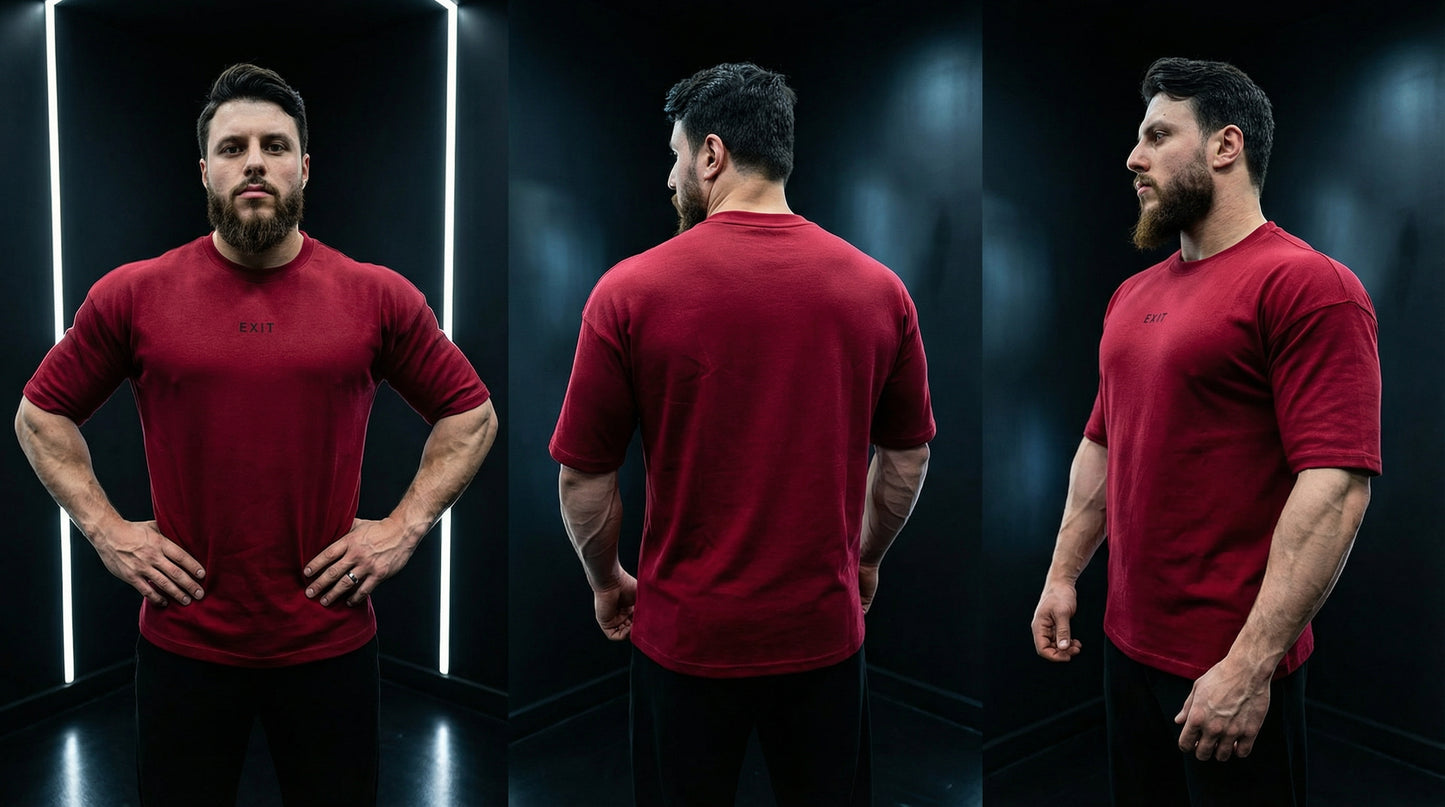 Oversized T-Shirt Cropped Fit (Burgundy)